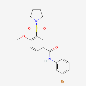 molecular formula C18H19BrN2O4S B7696622 N-(3-bromophenyl)-4-methoxy-3-(pyrrolidin-1-ylsulfonyl)benzamide 