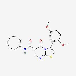 molecular formula C22H25N3O4S B7696724 3-(2,5-dimethoxyphenyl)-5-oxo-N-(2-phenoxyphenyl)-5H-[1,3]thiazolo[3,2-a]pyrimidine-6-carboxamide 