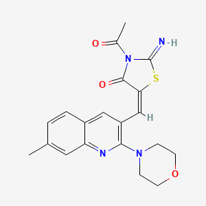 (E)-3-acetyl-2-imino-5-((7-methyl-2-morpholinoquinolin-3-yl)methylene)thiazolidin-4-one