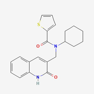 molecular formula C21H22N2O2S B7696765 N-cyclohexyl-N-((2-hydroxyquinolin-3-yl)methyl)thiophene-2-carboxamide 