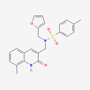 N-(furan-2-ylmethyl)-N-((2-hydroxy-8-methylquinolin-3-yl)methyl)-4-methylbenzenesulfonamide