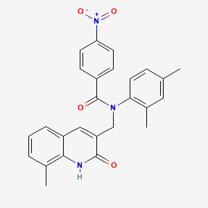 N-(2,4-dimethylphenyl)-N-((2-hydroxy-8-methylquinolin-3-yl)methyl)-4-nitrobenzamide