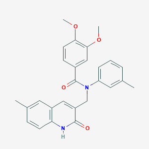 N-((2-hydroxy-6-methylquinolin-3-yl)methyl)-3,4-dimethoxy-N-(m-tolyl)benzamide