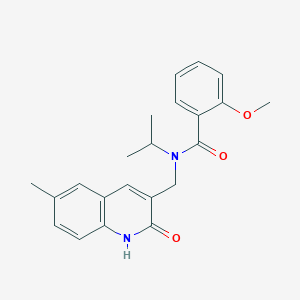 molecular formula C22H24N2O3 B7696899 N-((2-hydroxy-6-methylquinolin-3-yl)methyl)-N-isopropyl-2-methoxybenzamide 