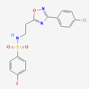 molecular formula C16H13ClFN3O3S B7696945 N-[2-[3-(4-chlorophenyl)-1,2,4-oxadiazol-5-yl]ethyl]-4-fluorobenzenesulfonamide 