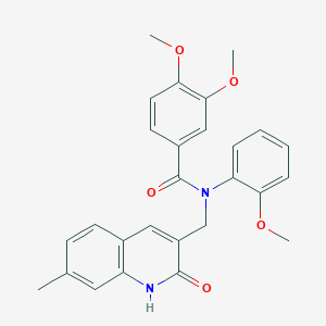 molecular formula C27H26N2O5 B7696959 N-((2-hydroxy-7-methylquinolin-3-yl)methyl)-3,4-dimethoxy-N-(2-methoxyphenyl)benzamide 