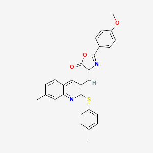 (E)-2-(4-methoxyphenyl)-4-((7-methyl-2-(p-tolylthio)quinolin-3-yl)methylene)oxazol-5(4H)-one