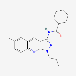 molecular formula C21H26N4O B7696980 N-(6-methyl-1-propyl-1H-pyrazolo[3,4-b]quinolin-3-yl)cyclohexanecarboxamide 