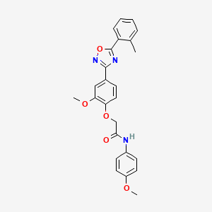 molecular formula C25H23N3O5 B7696986 2-{2-methoxy-4-[5-(2-methylphenyl)-1,2,4-oxadiazol-3-yl]phenoxy}-N-(4-methoxyphenyl)acetamide 