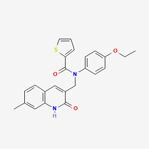 molecular formula C24H22N2O3S B7696992 N-(4-ethoxyphenyl)-N-((2-hydroxy-7-methylquinolin-3-yl)methyl)thiophene-2-carboxamide 