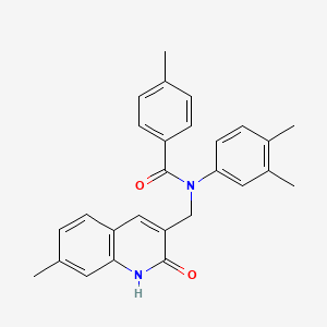 N-(3,4-dimethylphenyl)-N-((2-hydroxy-7-methylquinolin-3-yl)methyl)-4-methylbenzamide