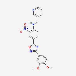 molecular formula C22H19N5O5 B7697057 4-(3-(3,4-dimethoxyphenyl)-1,2,4-oxadiazol-5-yl)-2-nitro-N-(pyridin-3-ylmethyl)aniline 