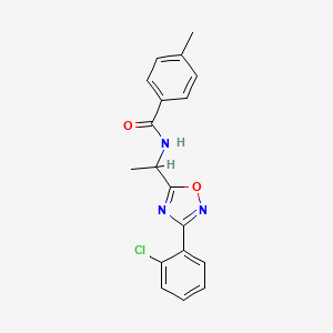 molecular formula C18H16ClN3O2 B7697143 N-(1-(3-(2-chlorophenyl)-1,2,4-oxadiazol-5-yl)ethyl)-4-methylbenzamide 