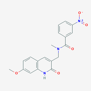 molecular formula C19H17N3O5 B7697160 N-((2-hydroxy-7-methoxyquinolin-3-yl)methyl)-N-methyl-3-nitrobenzamide 