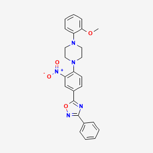 molecular formula C25H23N5O4 B7697179 1-(2-Methoxyphenyl)-4-[2-nitro-4-(3-phenyl-1,2,4-oxadiazol-5-yl)phenyl]piperazine 