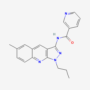 molecular formula C20H19N5O B7697186 N-(6-methyl-1-propyl-1H-pyrazolo[3,4-b]quinolin-3-yl)nicotinamide 