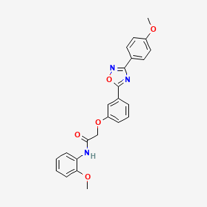 molecular formula C24H21N3O5 B7697189 N-(2-methoxyphenyl)-2-{3-[3-(4-methoxyphenyl)-1,2,4-oxadiazol-5-yl]phenoxy}acetamide 