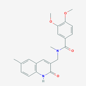 molecular formula C21H22N2O4 B7697229 N-((2-hydroxy-6-methylquinolin-3-yl)methyl)-3,4-dimethoxy-N-methylbenzamide 