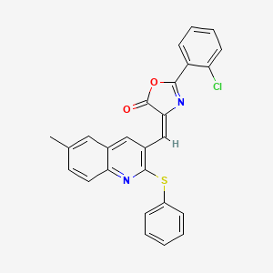 (E)-2-(2-chlorophenyl)-4-((6-methyl-2-(phenylthio)quinolin-3-yl)methylene)oxazol-5(4H)-one