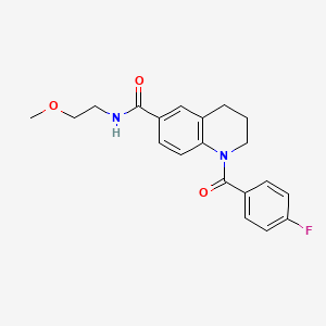 molecular formula C20H21FN2O3 B7697254 1-(4-fluorobenzoyl)-N-(2-methoxyethyl)-1,2,3,4-tetrahydroquinoline-6-carboxamide 