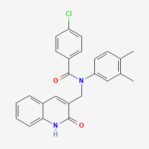 molecular formula C25H21ClN2O2 B7697258 4-chloro-N-(3,4-dimethylphenyl)-N-((2-hydroxyquinolin-3-yl)methyl)benzamide 