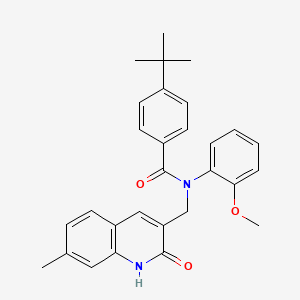 molecular formula C29H30N2O3 B7697260 4-(tert-butyl)-N-((2-hydroxy-7-methylquinolin-3-yl)methyl)-N-(2-methoxyphenyl)benzamide 