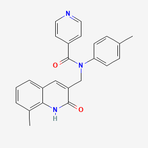 molecular formula C24H21N3O2 B7697283 N-((2-hydroxy-8-methylquinolin-3-yl)methyl)-N-(p-tolyl)isonicotinamide 