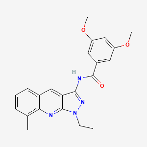 molecular formula C22H22N4O3 B7697303 N-(1-ethyl-8-methyl-1H-pyrazolo[3,4-b]quinolin-3-yl)-3,5-dimethoxybenzamide 