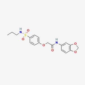 molecular formula C18H20N2O6S B7697345 N-(1,3-benzodioxol-5-yl)-2-[4-(propylsulfamoyl)phenoxy]acetamide 