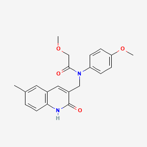 molecular formula C21H22N2O4 B7697427 N-((2-hydroxy-6-methylquinolin-3-yl)methyl)-2-methoxy-N-(4-methoxyphenyl)acetamide 