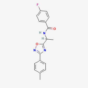 4-fluoro-N-(1-(3-(p-tolyl)-1,2,4-oxadiazol-5-yl)ethyl)benzamide