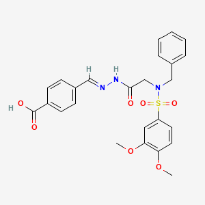 (E)-4-((2-(2-(N-benzyl-3,4-dimethoxyphenylsulfonamido)acetyl)hydrazono)methyl)benzoic acid