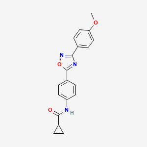 molecular formula C19H17N3O3 B7697516 N-(4-(3-(4-methoxyphenyl)-1,2,4-oxadiazol-5-yl)phenyl)cyclopropanecarboxamide 