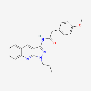 molecular formula C22H22N4O2 B7697522 2-(4-methoxyphenyl)-N-(1-propyl-1H-pyrazolo[3,4-b]quinolin-3-yl)acetamide 