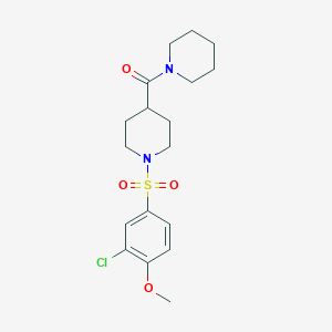 molecular formula C18H25ClN2O4S B7697544 1-[1-(3-chloro-4-methoxybenzenesulfonyl)piperidine-4-carbonyl]-4-methylpiperazine 