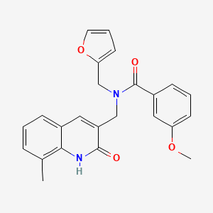 molecular formula C24H22N2O4 B7697566 N-(furan-2-ylmethyl)-N-((2-hydroxy-8-methylquinolin-3-yl)methyl)-3-methoxybenzamide 