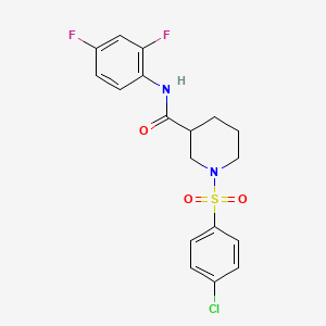 molecular formula C18H17ClF2N2O3S B7697572 1-(4-chlorophenyl)sulfonyl-N-(2,4-difluorophenyl)piperidine-3-carboxamide 