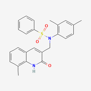 molecular formula C25H24N2O3S B7697639 N-(2,4-dimethylphenyl)-N-((2-hydroxy-8-methylquinolin-3-yl)methyl)benzenesulfonamide 