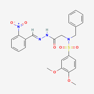 (E)-N-benzyl-3,4-dimethoxy-N-(2-(2-(2-nitrobenzylidene)hydrazinyl)-2-oxoethyl)benzenesulfonamide