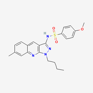 molecular formula C22H24N4O3S B7697707 N-(1-butyl-7-methyl-1H-pyrazolo[3,4-b]quinolin-3-yl)-4-methoxybenzenesulfonamide 