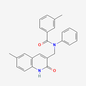 molecular formula C25H22N2O2 B7697710 N-((2-hydroxy-6-methylquinolin-3-yl)methyl)-3-methyl-N-phenylbenzamide 