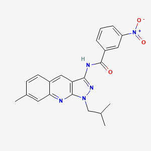 molecular formula C22H21N5O3 B7697725 N-(1-isobutyl-7-methyl-1H-pyrazolo[3,4-b]quinolin-3-yl)-3-nitrobenzamide 