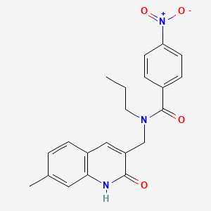 molecular formula C21H21N3O4 B7697802 N-((2-hydroxy-7-methylquinolin-3-yl)methyl)-4-nitro-N-propylbenzamide 