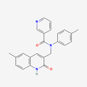 molecular formula C24H21N3O2 B7697853 N-((2-hydroxy-6-methylquinolin-3-yl)methyl)-N-(p-tolyl)nicotinamide 