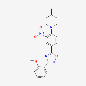 molecular formula C21H22N4O4 B7697865 3-(2-methoxyphenyl)-5-(4-(4-methylpiperidin-1-yl)-3-nitrophenyl)-1,2,4-oxadiazole 