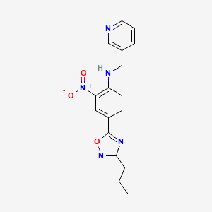 molecular formula C17H17N5O3 B7697875 2-Nitro-4-(3-propyl-1,2,4-oxadiazol-5-YL)-N-[(pyridin-3-YL)methyl]aniline 