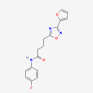 molecular formula C16H14FN3O3 B7697886 N-(4-fluorophenyl)-4-(3-(furan-2-yl)-1,2,4-oxadiazol-5-yl)butanamide 