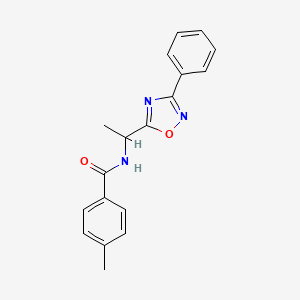 molecular formula C18H17N3O2 B7697898 4-methyl-N-(1-(3-phenyl-1,2,4-oxadiazol-5-yl)ethyl)benzamide 