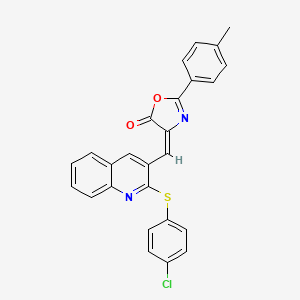 (E)-4-((2-((4-chlorophenyl)thio)quinolin-3-yl)methylene)-2-(p-tolyl)oxazol-5(4H)-one