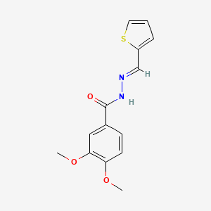 molecular formula C14H14N2O3S B7697942 3,4-dimethoxy-N-[(E)-thiophen-2-ylmethylideneamino]benzamide 